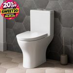 Close Coupled Toilet Modern Bathroom WC Short Projection Soft Close Seat White