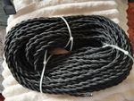 200ft Black  18AWG 2 Conductor Twisted Cloth Covered Wire.