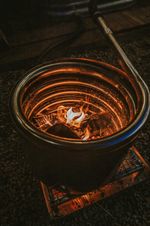 32mm water heater fireguard coil, 3m hose, connectors, stand & ashpan, UK made