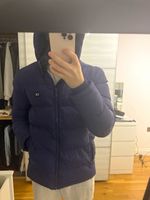 Calvin Klein Golf Men's Blue Hooded Puffer Jacket Size S Full Zip Pockets