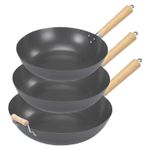 ProCook Professional Blue Steel Wok Set 25/28/32cm - 10"/11"/12.5" Open Box