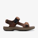Clarks Mens Saltway Trail Dark Brown Leather Flat Sandals Leather Casual