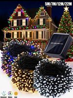 Solar LED Outdoor Waterproof Christmas String Lights Black Wire Multi/Warm/Blue