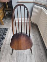 Set of 4 Vintage 1960s Ercol Windsor Dining Chairs – Dark Elm – Stamped