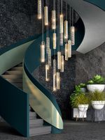 K9 Crystal LED Pendant Lamp Chandelier Loft Spiral Staircase Ceiling Light