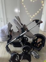 Silver Cross Wave Double Beige Pram Pushchair Car Seat and Tandem Adapters