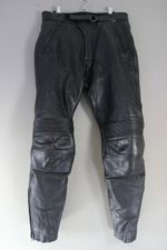 RICHA BLACK LEATHER BIKER TROUSERS: WAIST 32 INCHES/INSIDE LEG 30 INCHES