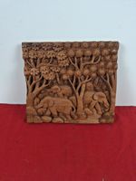 Detailed Hand Carved Elephant Relief