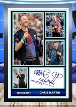 433) chris martin coldplay music legend signed a4 photograph framed/unframed ##=