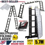 5.7M Folding Combination Ladder 4x5 Rungs  Ladder Extendable Steps  Non-slip