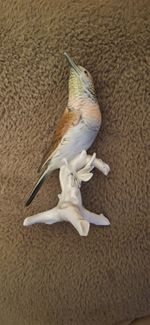 Beautiful Porcelain Figurine Of A Thrush Upon A Branch. 6" VGC. Karl Ens.