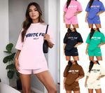 Womens Tracksuit Set Outfits Causal T-Shirts & Shorts Short Sleeve Workout Top