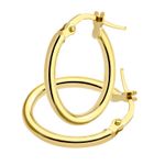 Solid 9ct Yellow Gold Oval Hoop Earrings 20mm Long by Citerna