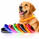 LED Dog Collar USB Rechargeable Flashing Luminous Light Up Night Safety Pet UK