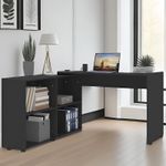 L-shaped Corner Computer Desk Table 4 Storage Shelves Home Office Workstation
