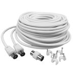 20M WHITE MAGIC EYE CABLE DIGITAL OR RF COAXIAL  AERIAL LEAD 4 AERIAL SOCKET
