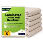 5 x Heavy Duty Laminated Cotton Twill Polythene Laminated Dust Sheets 12FT x 9FT