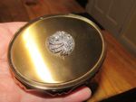 Vintage Kigu Minuette musical powder compact Marcasite art deco top