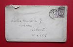 BRITAIN  SCARCE ANTIQUE 1882 QUEEN VICTORIA  PENNY LILAC USED ADDRESSED ENVELOPE