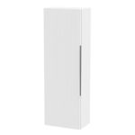 Nuie 400mm Fluted Tall Storage Unit Wall Mounted 1-Door Satin White Bathroom