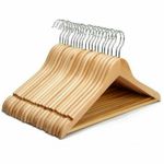 WOODEN HANGERS SUIT GARMENT CLOTHES WARDROBE WOOD HANGER TROUSER BAR SET