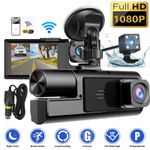 Triple Lens Dash Cam - Front Cabin Rear Car Camera Recorder 1080P