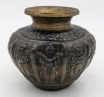 SOUTH INDIAN BRASS REPOUSSE VASE / HOLY WATER VESSEL 19TH CENTURY