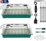 2 X Plant Propagator 40 Cell Seed Tray Set with Full Spectrum USB Grow Lights UK