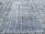 Vintage Turkish Area Rug 5.8x9.5 Gray Overdyed Distressed Faded Neutral Carpet