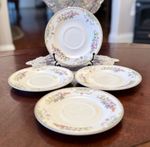 Vintage Handpainted Saucers, Bone China, Saucers, Set Of 4, 5”,  Floral, Pink