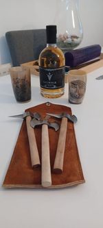 Viking Cheese Axe Set (3 Axes) With Leather Bag. Gift Idea