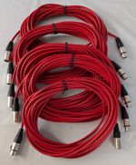 Set of 5 XLR Mic Leads 10m Long Red Cable with Rewireable XLR Plugs
