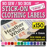 150 Washable Stick On Clothing Name Labels School Uniform Care Home Clothes