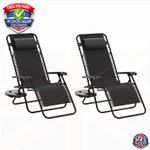 Zero Gravity Lounger Chair, Folding Reclining Patio Chair with Headrest Cup Hold