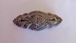 Art Deco Marcasite Double Clip & Brooch Set In Silver Tone Metal Vintage 1930s