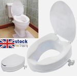 Helping hand Raised Toilet Seat 2/4/6" with Lid, Fits All Toilets Toilet Booster