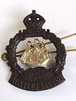 WW1 Drake Battalion Royal Naval Division Cap Badge Bronze & Silver - Original