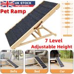 Wooden Dog Ramp Adjustable Height Folding Non-Slip Pet Ramp for Bed Car Sofa