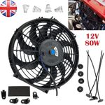 Universal 12" Slim Fan Push Pull 12V 80W Electric Radiator Cooling Mount Kit UK
