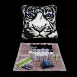 Latch Hook Kits Embroidery Pillowcase Cushion Cover Home Decor - White Tiger