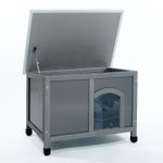 S DOG KENNEL PLASTIC AND WOOD INSULATED TWIN PANEL DOG SHELTER PUPPY HOUSE