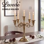 Levede Candle Holder 5 Arm Metal Candelabra Bronze Candlestick Stand Centerpiece