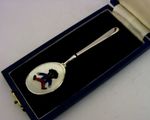 STERLING SILVER ENAMEL ROBERTSONS JAM  MARMALADE SPOON 1971 HAND PAINTED