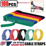 100Pcs Reusable Ties Velcros Hook and Loop Fastener Tape Nylon Cable Managemen