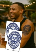 Roaring Lion Semi-Permanent Tattoo Sheets – Bold Blue Ink for Men by Inkwear