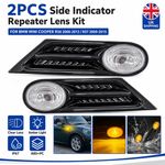 Pair For BMW Mini R56 R57 2006-2013 Side indicator Light Repeater Clear Lens UK