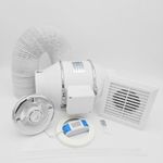 AirTech-UK Turbo Inline Bathroom Shower Fan Kit 100mm with Timer & 3W LED Light