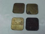 VINTAGE J.I. THORNYCROFT SHIPBUILDERS ENGINEERS BRASS PAY CHECK TALLY TOKEN x 4