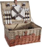 VonShef 4 Person Wicker Basket Picnic Set-Includes Flatware/Tableware ,Napkins