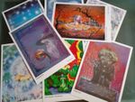8 Fantasy Postcards Depicting Wizards, Fairies, and Dragons